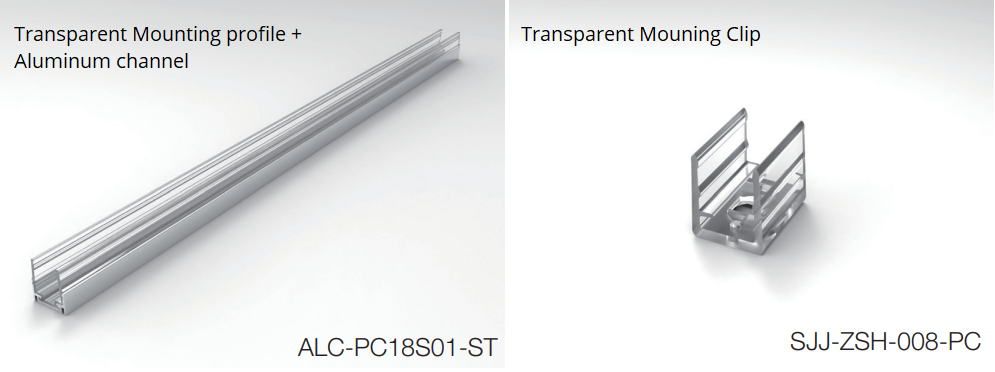 PC clear mounting profile for neon LED strip